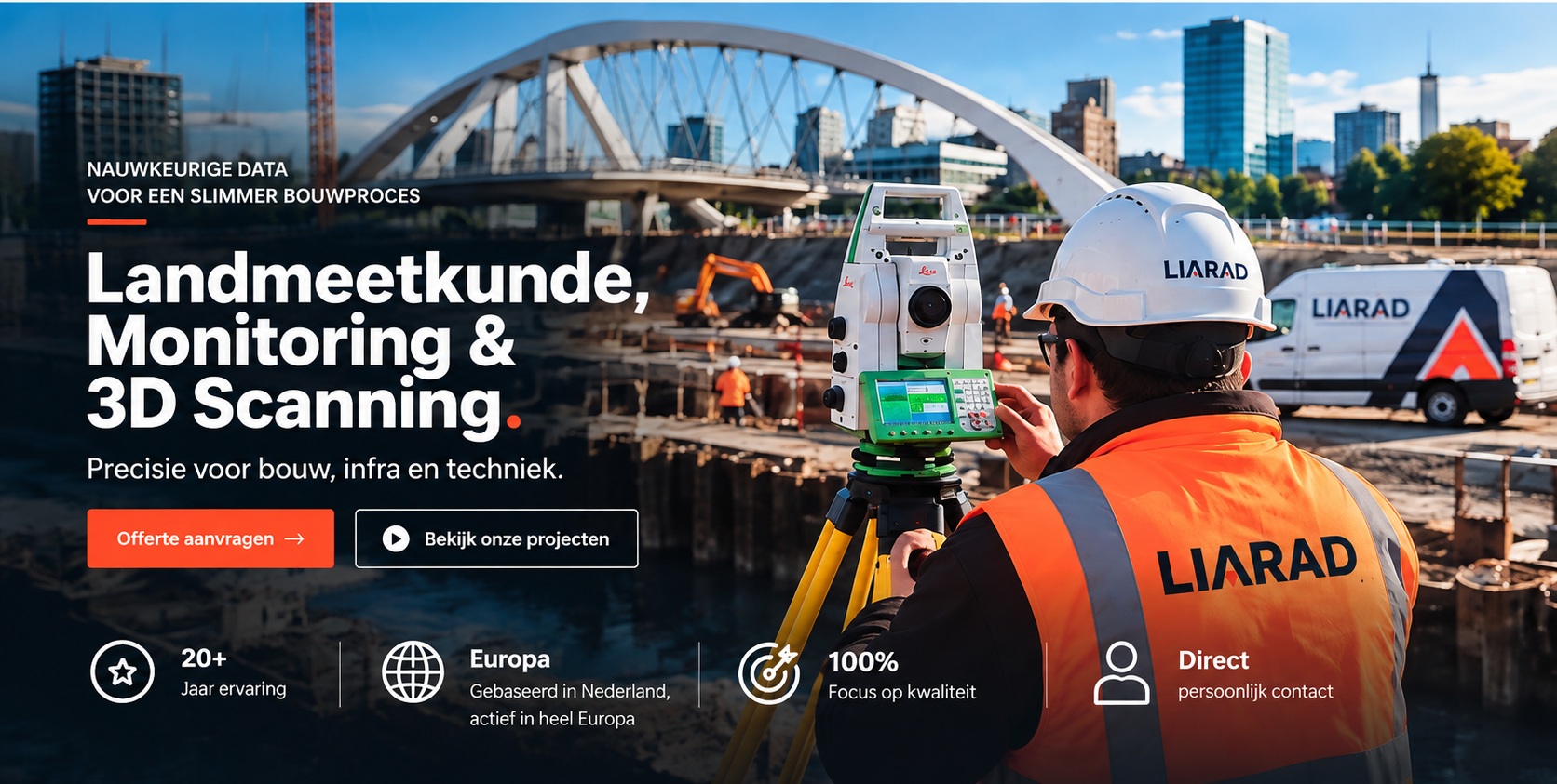 LIARAD landmeetkunde, monitoring en 3D scanning op een Nederlandse bouwplaats