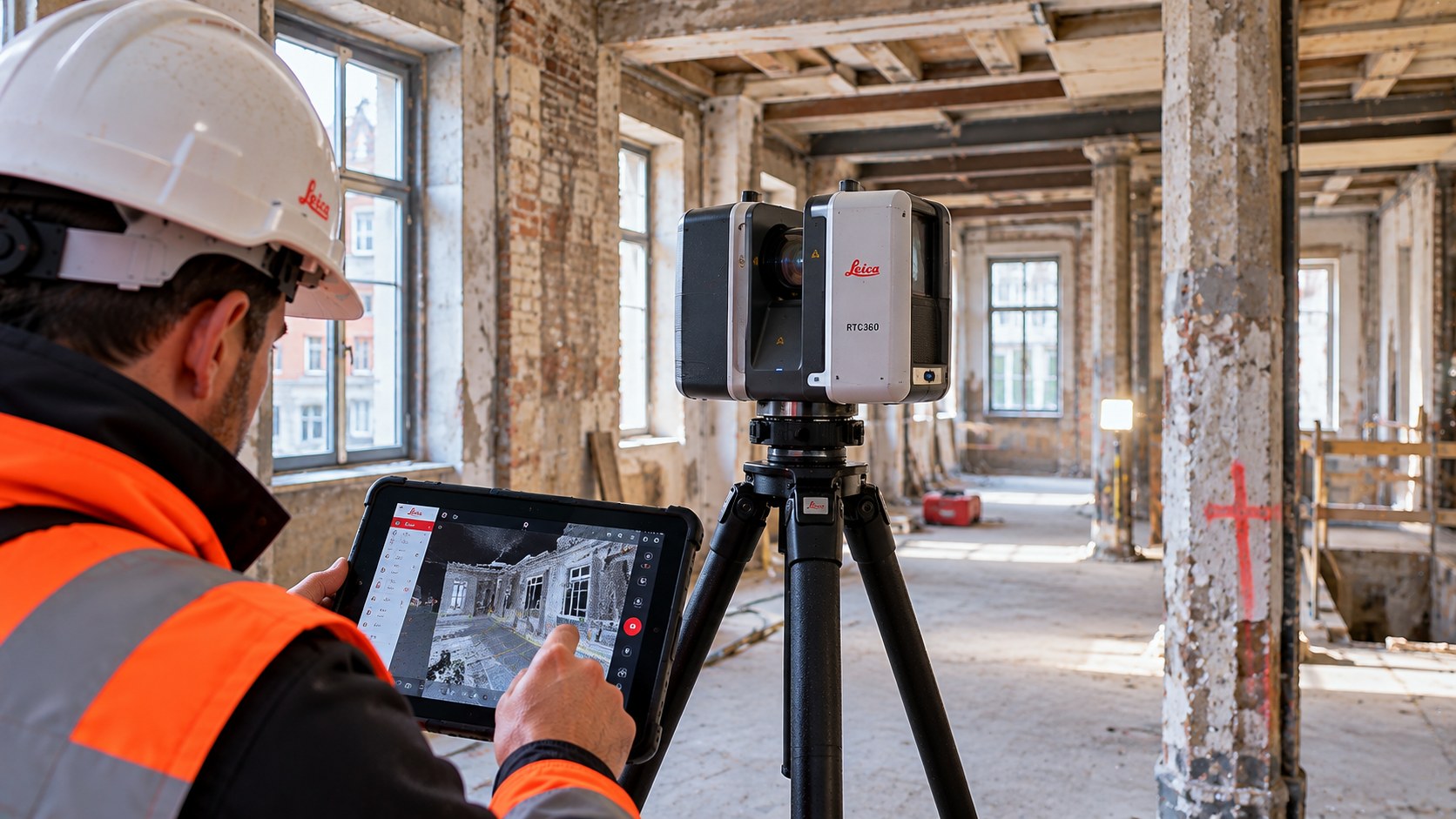 Leica terrestrische 3D-laserscanner in een industriële installatie